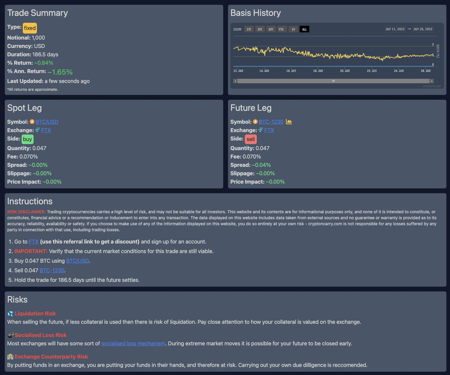 The trade detail view shows more information about the trade itself.